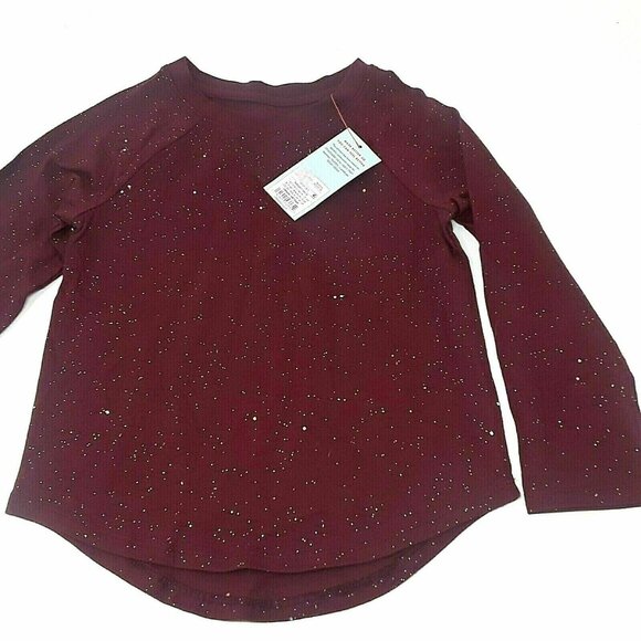 Toddler 18M Girls' Sparkle Long Sleeve T-Shirt, Burgundy Red - Cat & Jack - Picture 4 of 4